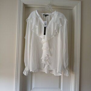 White Ruffle Blouse - Size 1X (NEW)